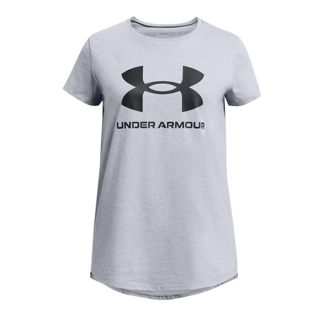 Grey - Front - Under Armour Girls Sportswear Logo T-Shirt