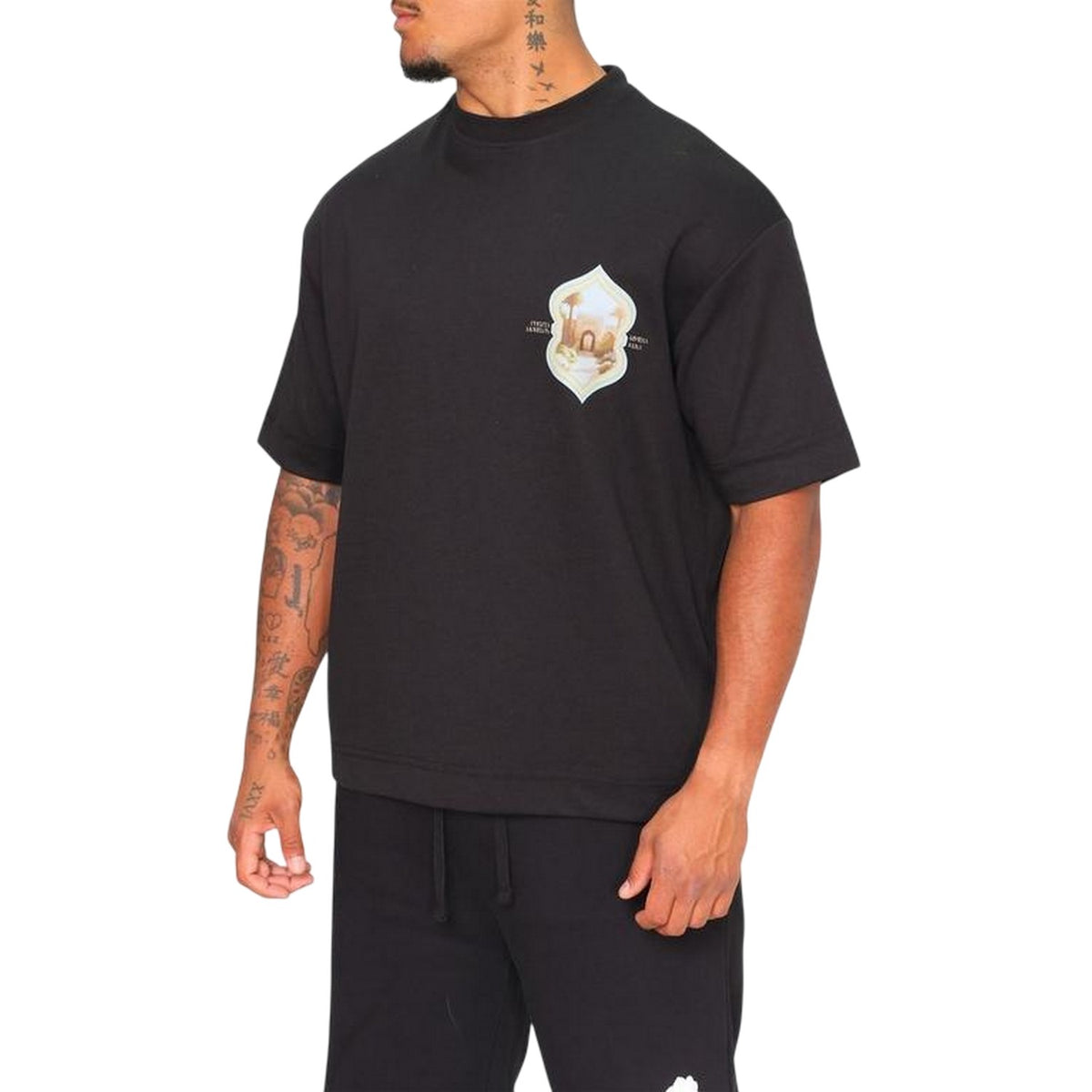Black - Lifestyle - Rose London Mens Morelos Crew Neck Oversized T-Shirt