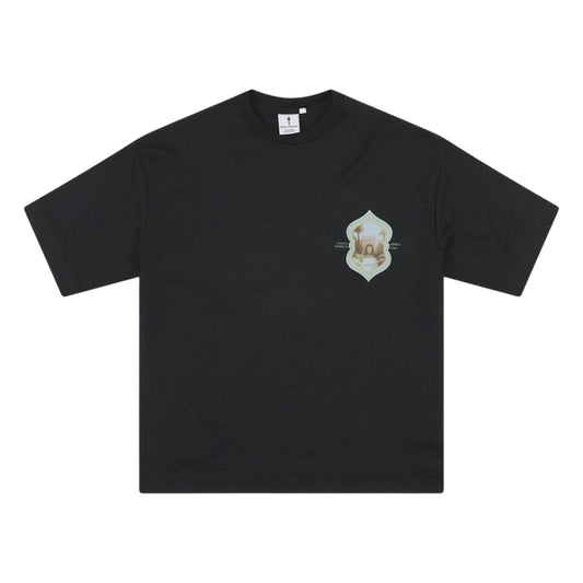 Black - Front - Rose London Mens Morelos Crew Neck Oversized T-Shirt