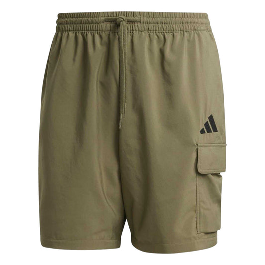 Olive-Black - Front - Adidas Mens Essentials Relaxed Fit Cargo Shorts