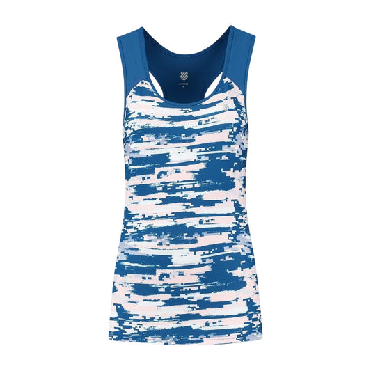 Classic Blue - Front - K-Swiss Womens-Ladies Abstract Scoop Neck Slim Tank Top