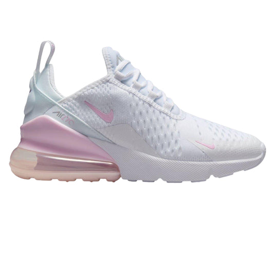 White-Pink-Grey - Front - Nike Childrens-Kids Air Max 270 Shoes