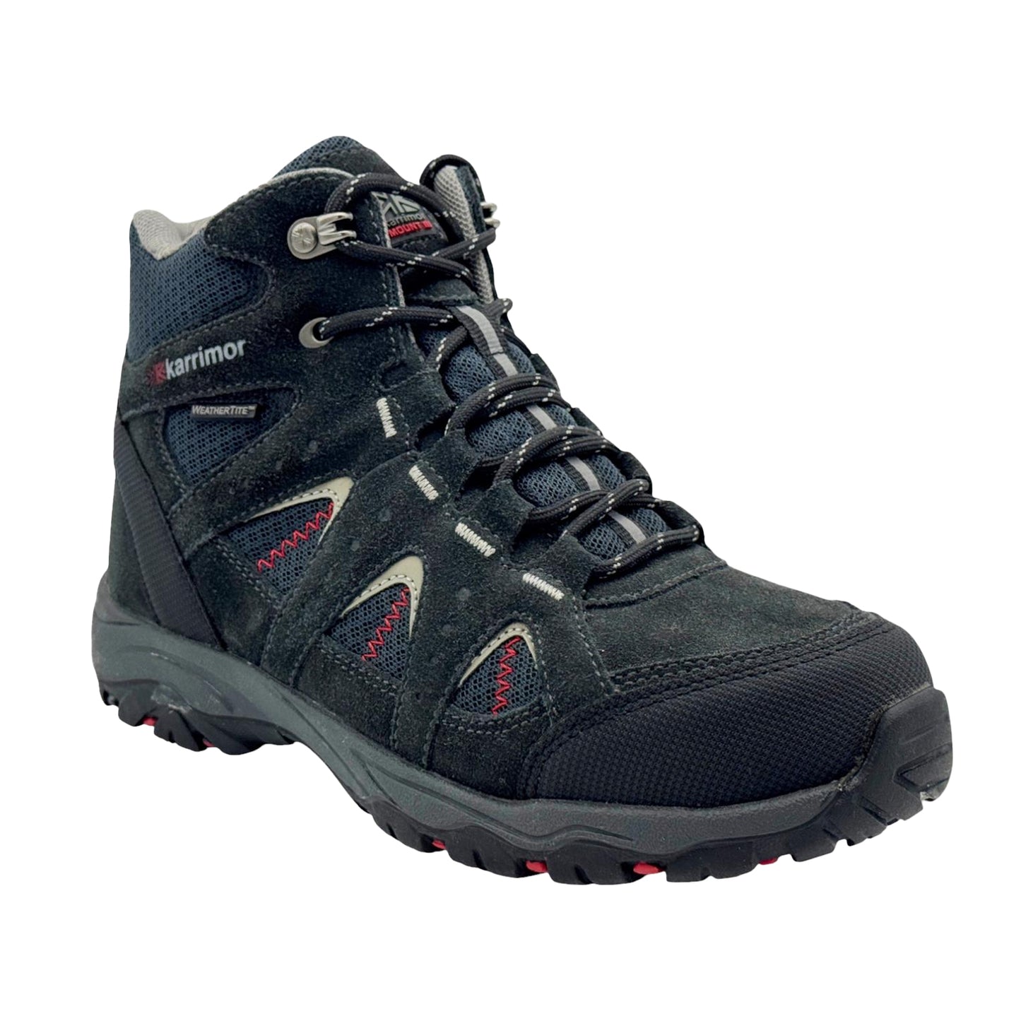 Black-Red - Lifestyle - Karrimor Childrens-Kids Mount Leather Walking Shoes