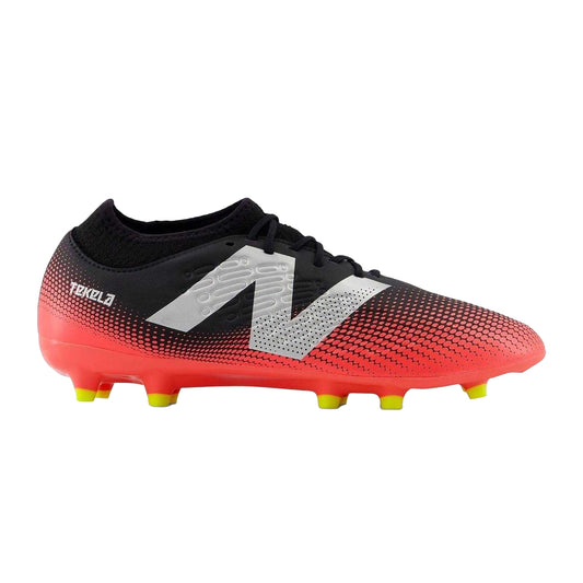 Black-Red - Front - New Balance Mens Tekela V4+ Magique Gradient Knitted Collar Firm Ground Football Boots
