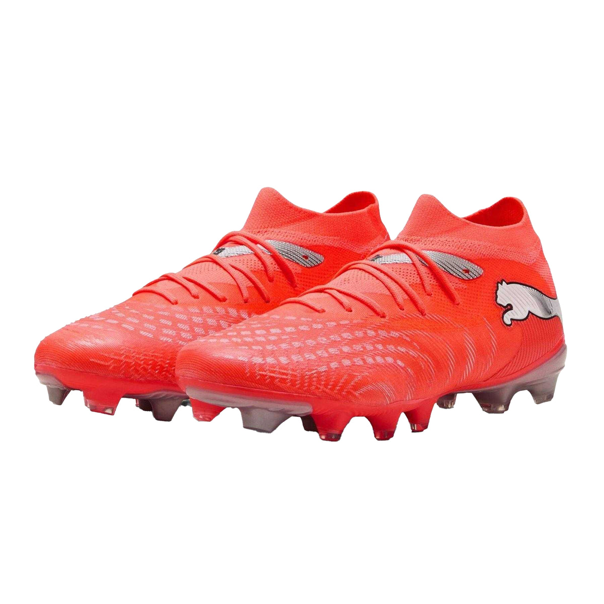 Red-Silver - Pack Shot - Puma Womens-Ladies Future 9 Match Firm Ground Football Boots