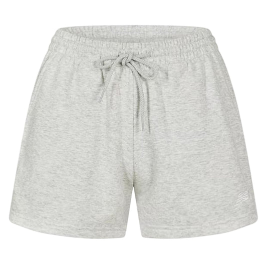 Light Grey - Front - New Balance Womens-Ladies French Terry Relaxed Fit Sweat Shorts