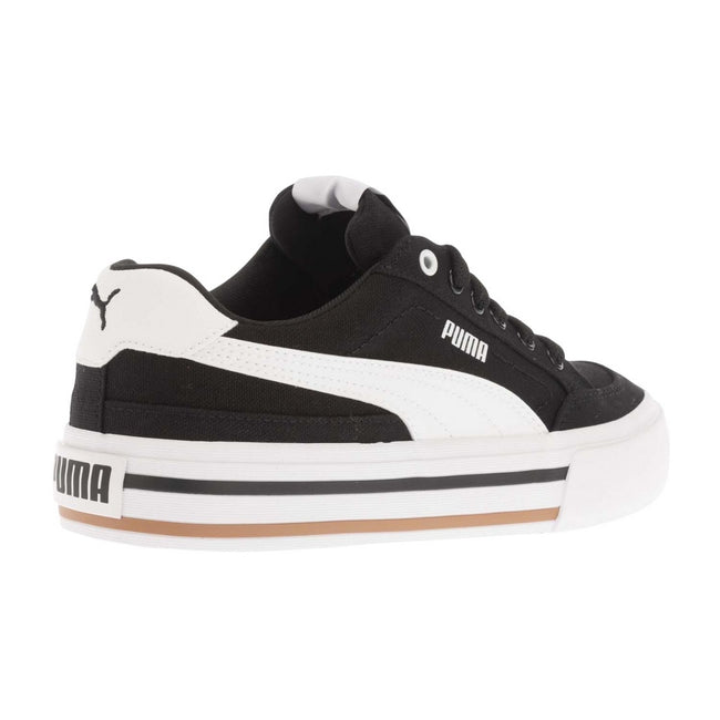 Black-White - Back - Puma Childrens-Kids Classic Vulc Court Trainers