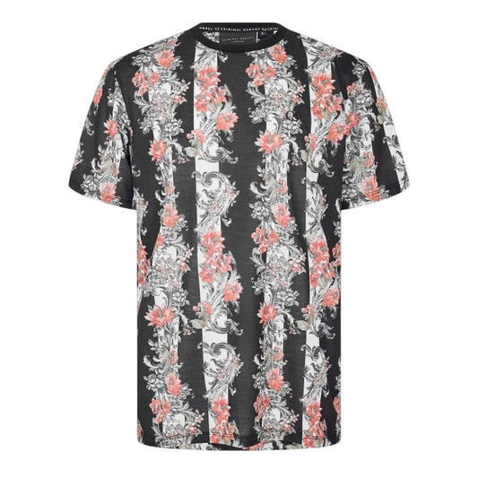 Black - Front - Criminal Damage Mens Chalky Floral Stripe T-Shirt