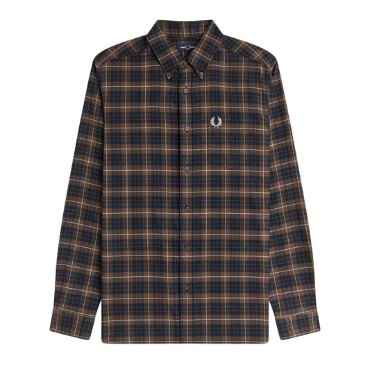 Tobacco - Front - Fred Perry Mens Tartan Button-Down Shirt