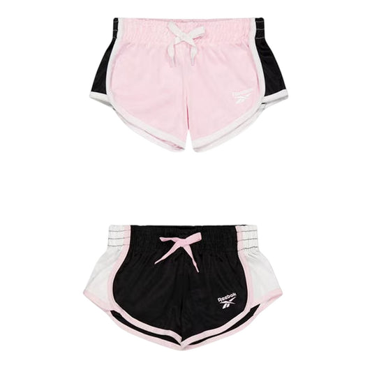 Pink Lady - Front - Reebok Girls Sport Shorts (Pack of 2)