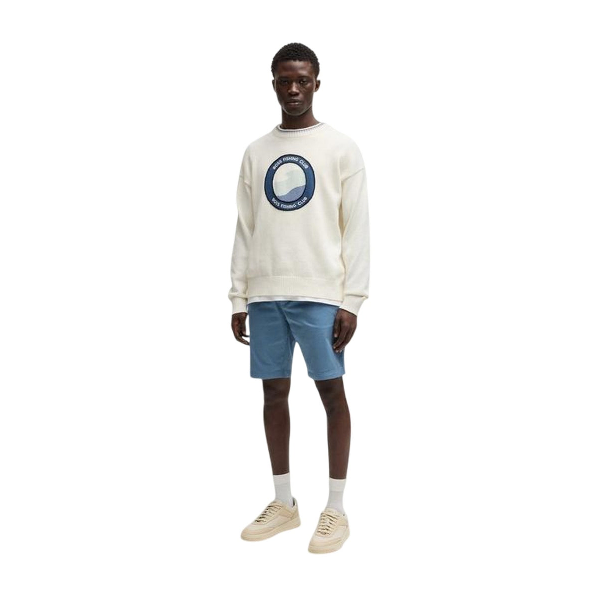 Blue - Side - Boss Mens Slim Chino Shorts