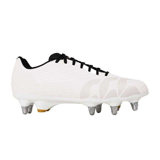 White - Front - Canterbury Mens Stampede Groundbreak Team Patterned Leather Soft Ground Rugby Boots