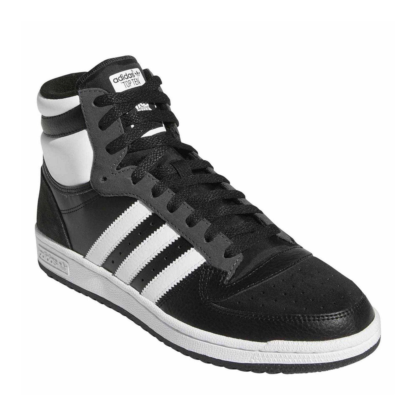 Core Black - Pack Shot - Adidas Mens Top Ten Leather High Top Trainers