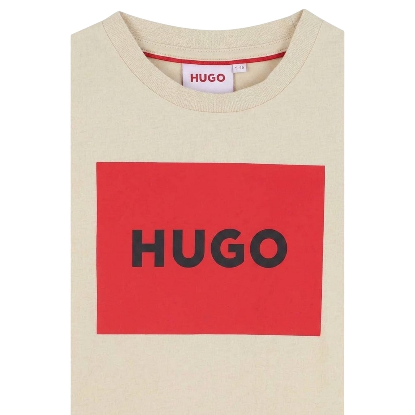 Stone - Side - Hugo Childrens-Kids Box Logo Cotton T-Shirt