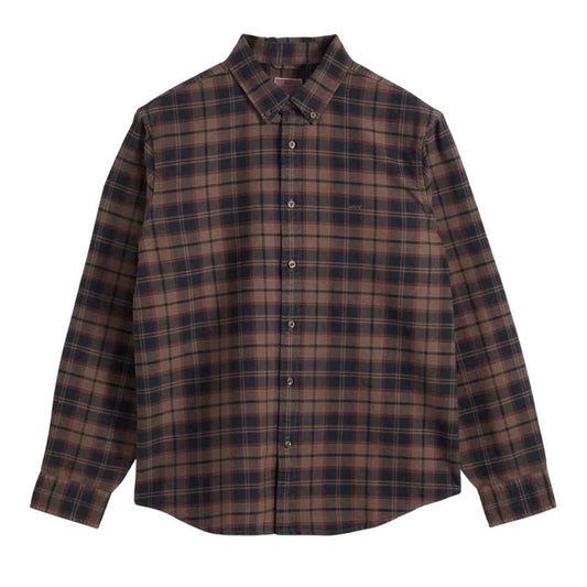Stone Beige - Front - Levis Mens Authentic Plaid Oxford Relaxed Fit Button-Down Shirt