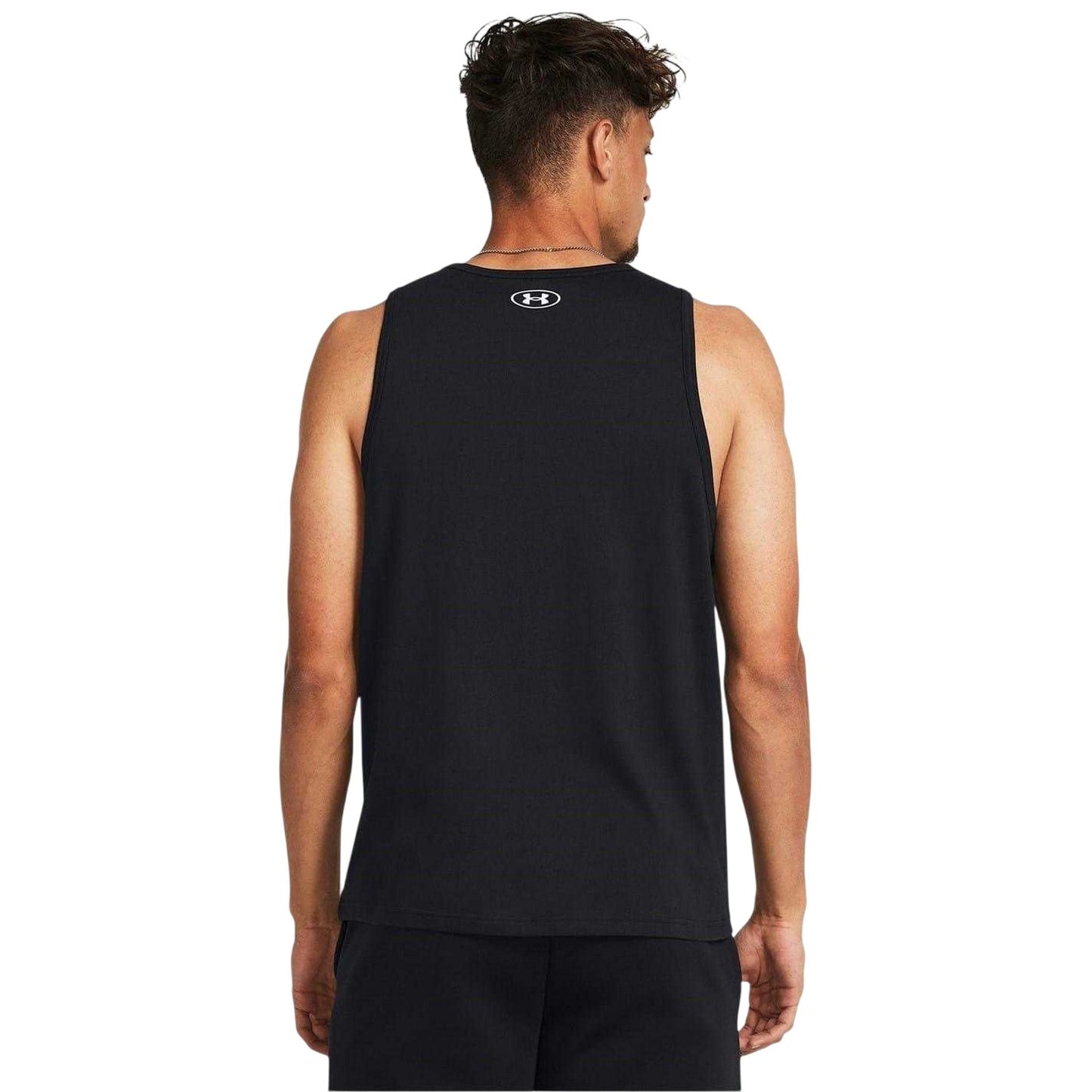 Black-White - Lifestyle - Under Armour Mens Large Logo Scoop Neck Regular Tank Top
