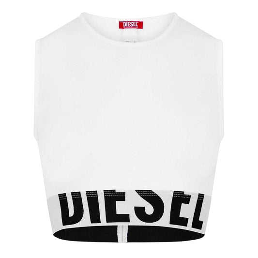 White - Front - Diesel Womens-Ladies Pop Cropped Slim Tank Top
