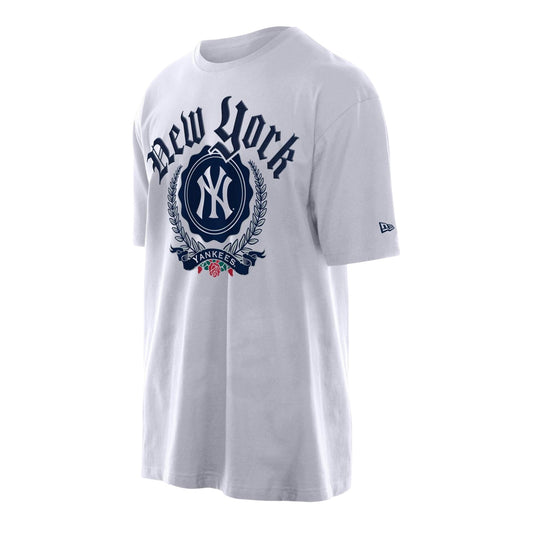 White - Front - New Era Mens MLB Throwback New York Yankees Oversized T-Shirt
