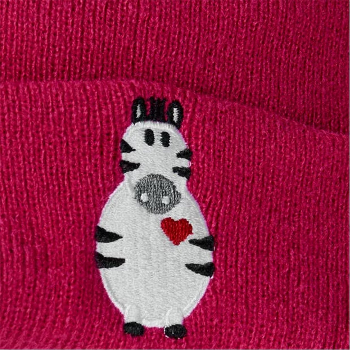 Dark Pink - Side - New Era Childrens-Kids Zebra Pom Pom Beanie