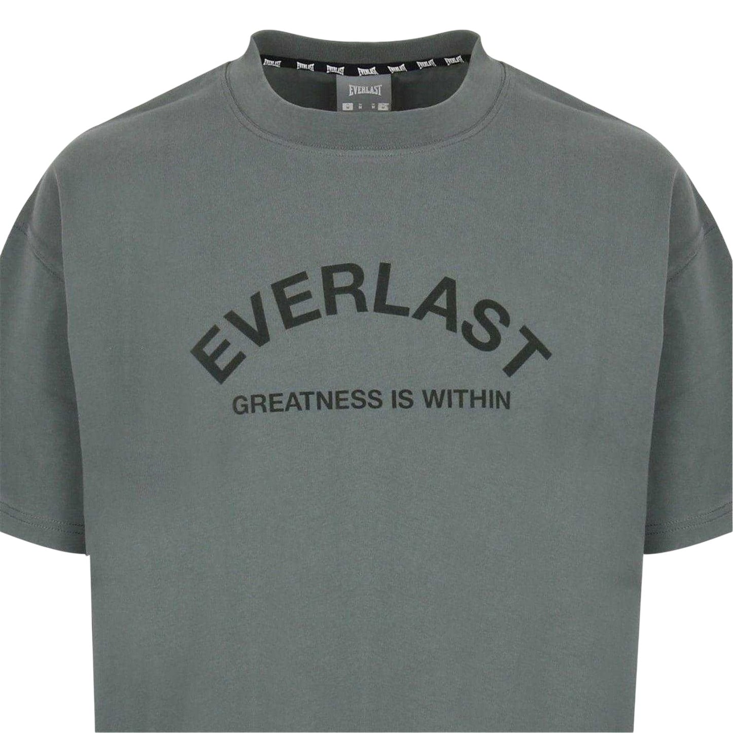 Grey - Side - Everlast Mens Flock Print Cotton T-Shirt