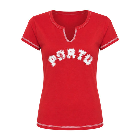 Red - Front - Daisy Street Womens-Ladies Lettering Notch Neck Crop T-Shirt