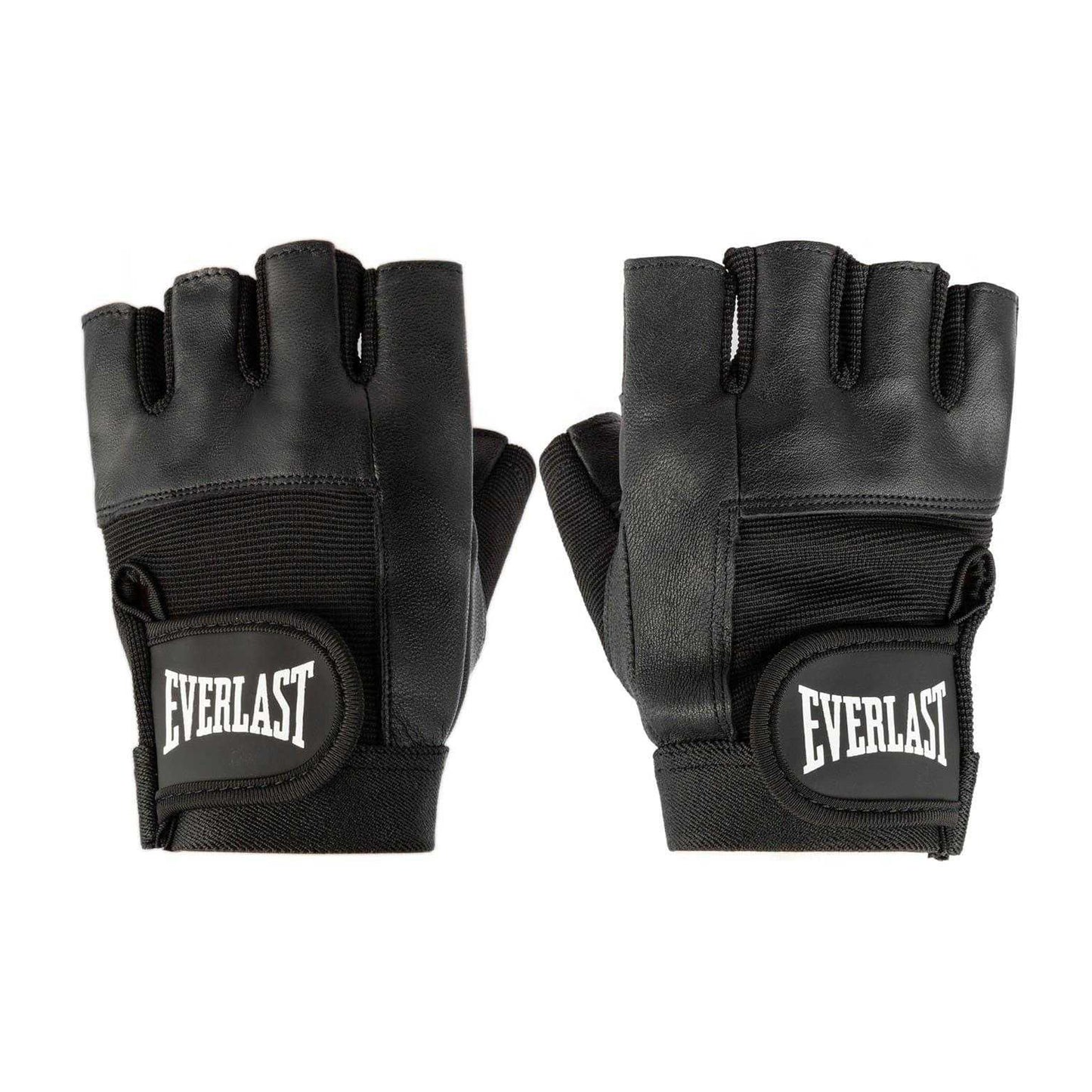 Black - Side - Everlast Leather Fitness Gloves