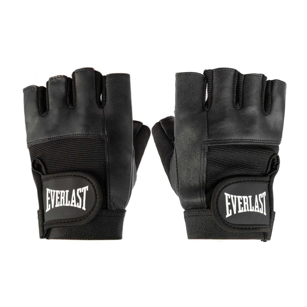 Black - Side - Everlast Leather Fitness Gloves