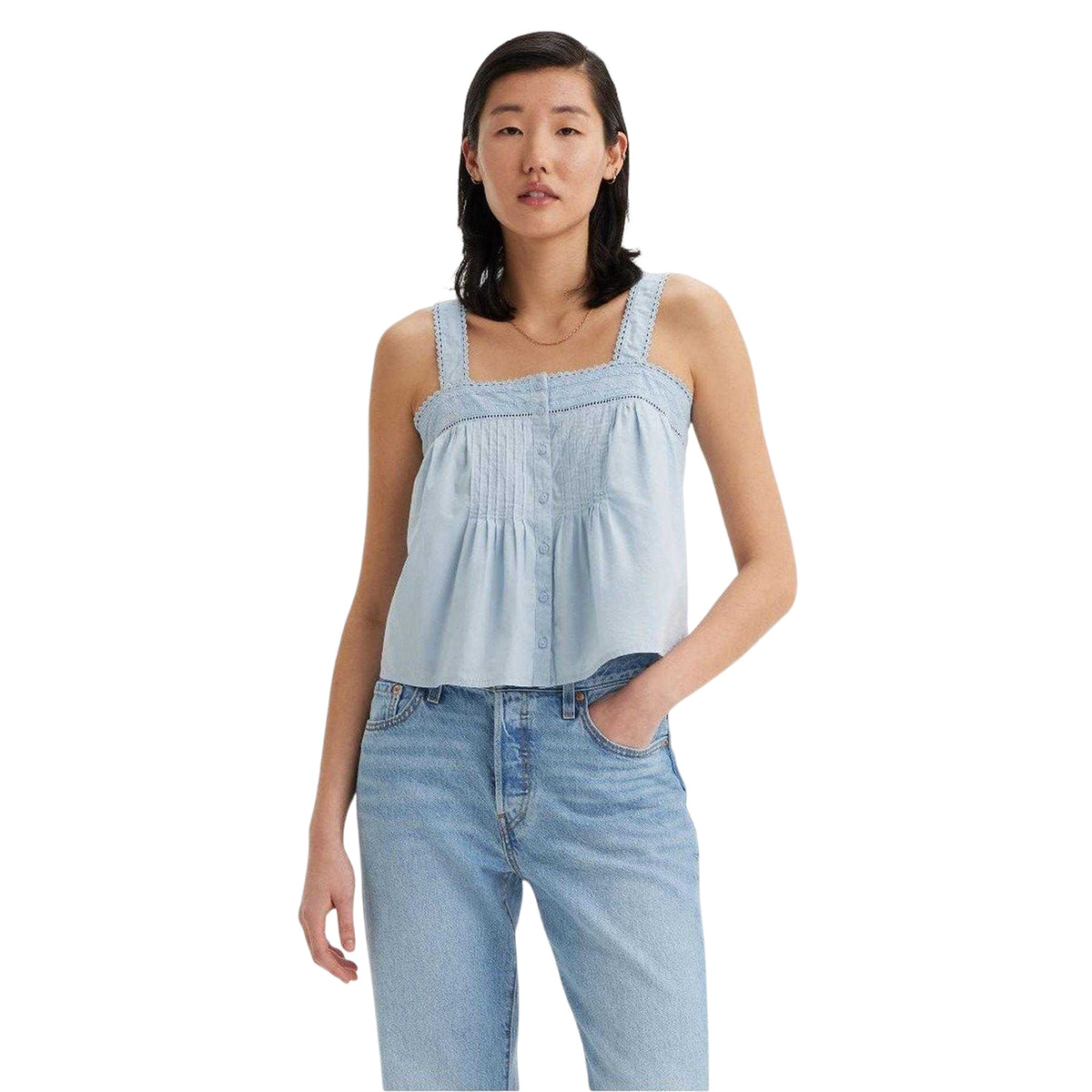 Beautiful Blue - Side - Levis Womens-Ladies Square Neck Camisole