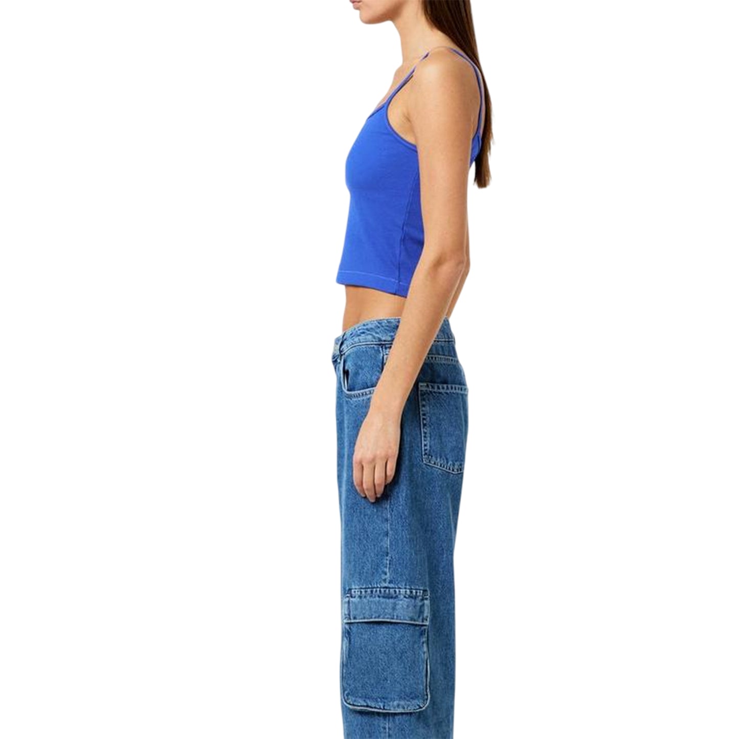 Blue - Lifestyle - Champion Womens-Ladies Cotton Blend Slim Spaghetti Strap Tank Top