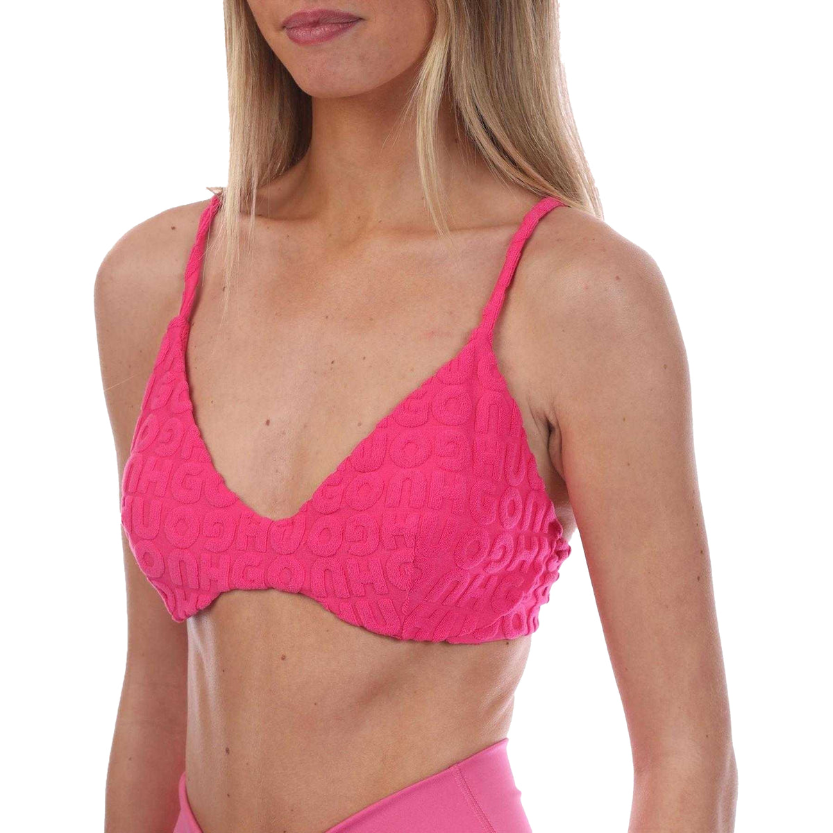 Pink - Side - Hugo Womens-Ladies Triangle Bikini Top