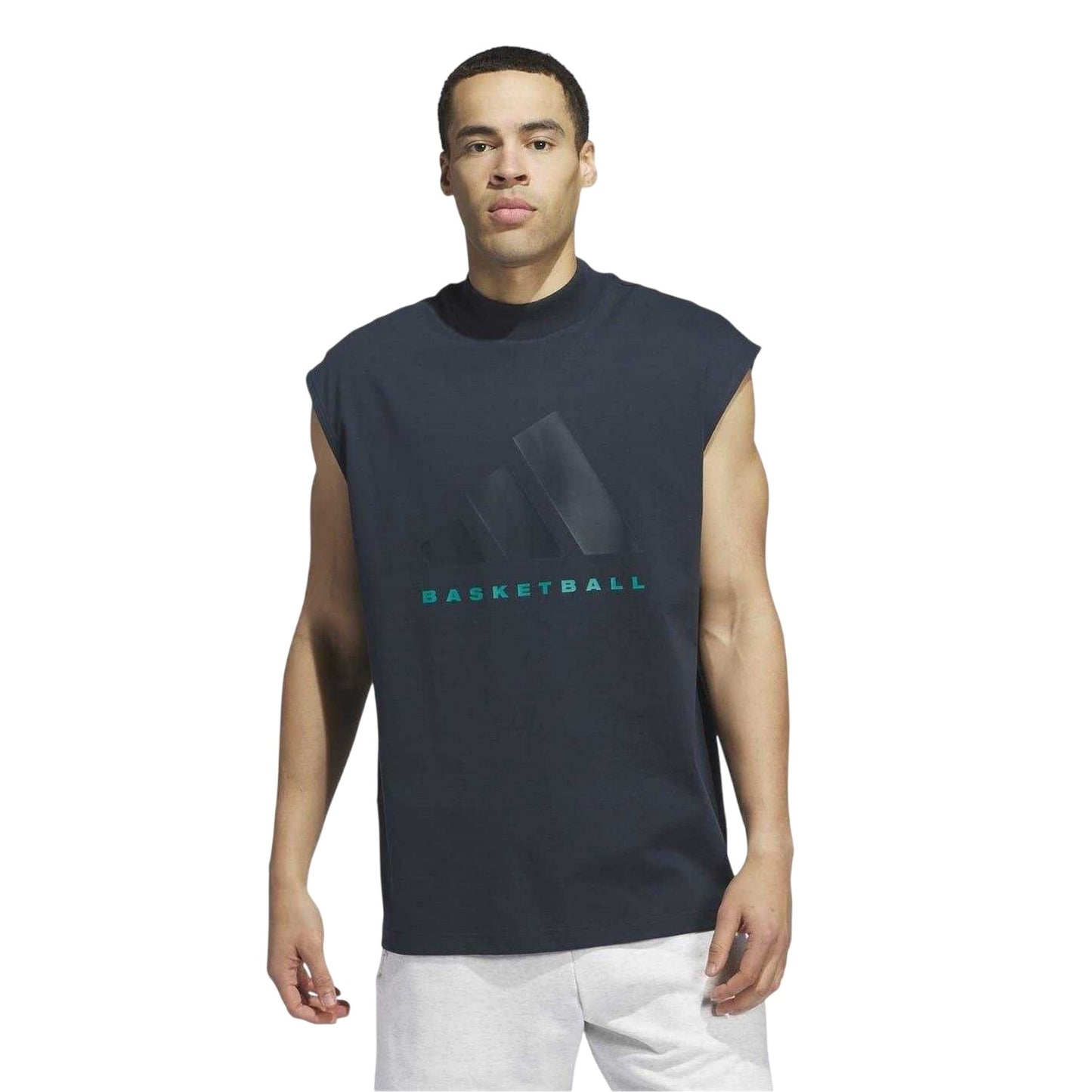 Navy - Side - Adidas Unisex Adult Adi Cotton Basketball Tank Top