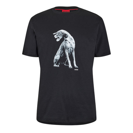 Black - Front - Hugo Mens Didug Crew Neck T-Shirt