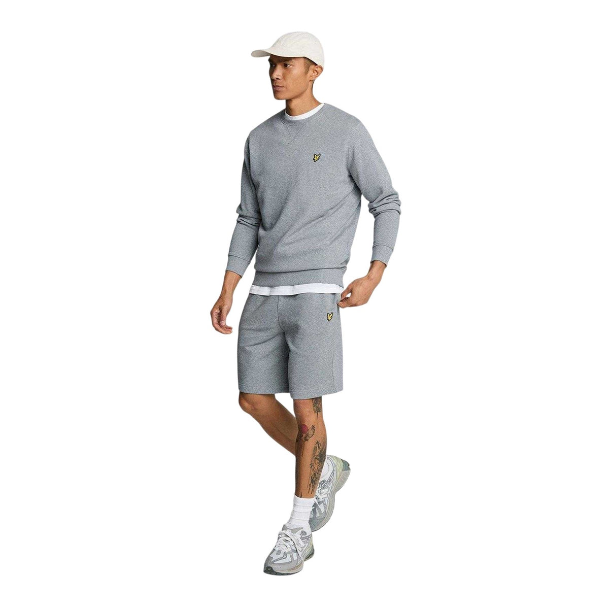 Grey Marl - Side - Lyle & Scott Mens Fleece Plain Sweat Shorts
