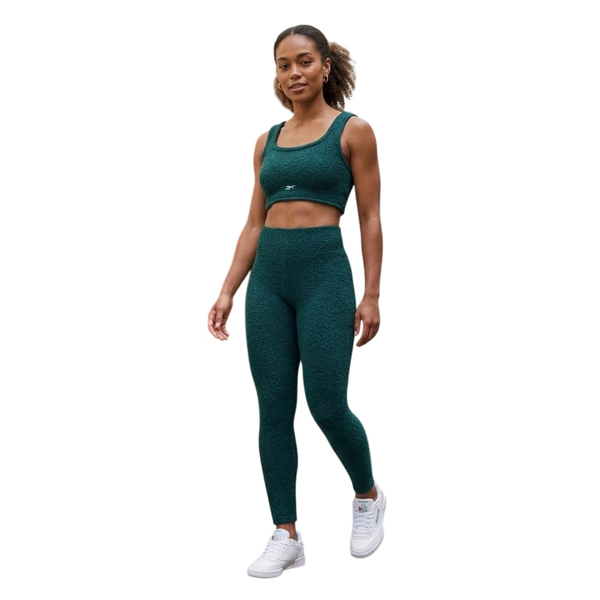 Forest Green - Side - Reebok Womens-Ladies Classic Cropped Polyester Fitted Tank Top
