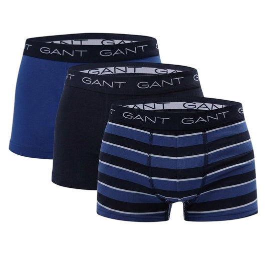 Blue Print - Front - Gant Mens Striped Slim Boxer Shorts (Pack of 3)