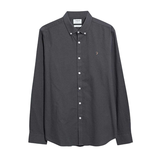 Charcoal - Front - Farah Mens Slim Long-Sleeved Button-Down Shirt