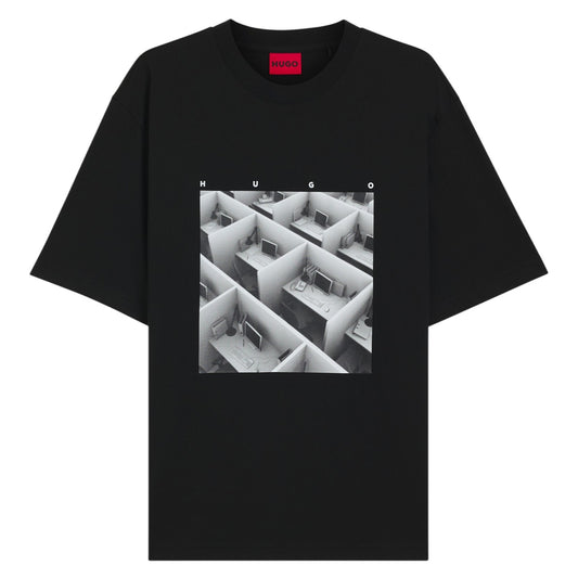 Black - Front - Hugo Mens Dodger Graphic T-Shirt