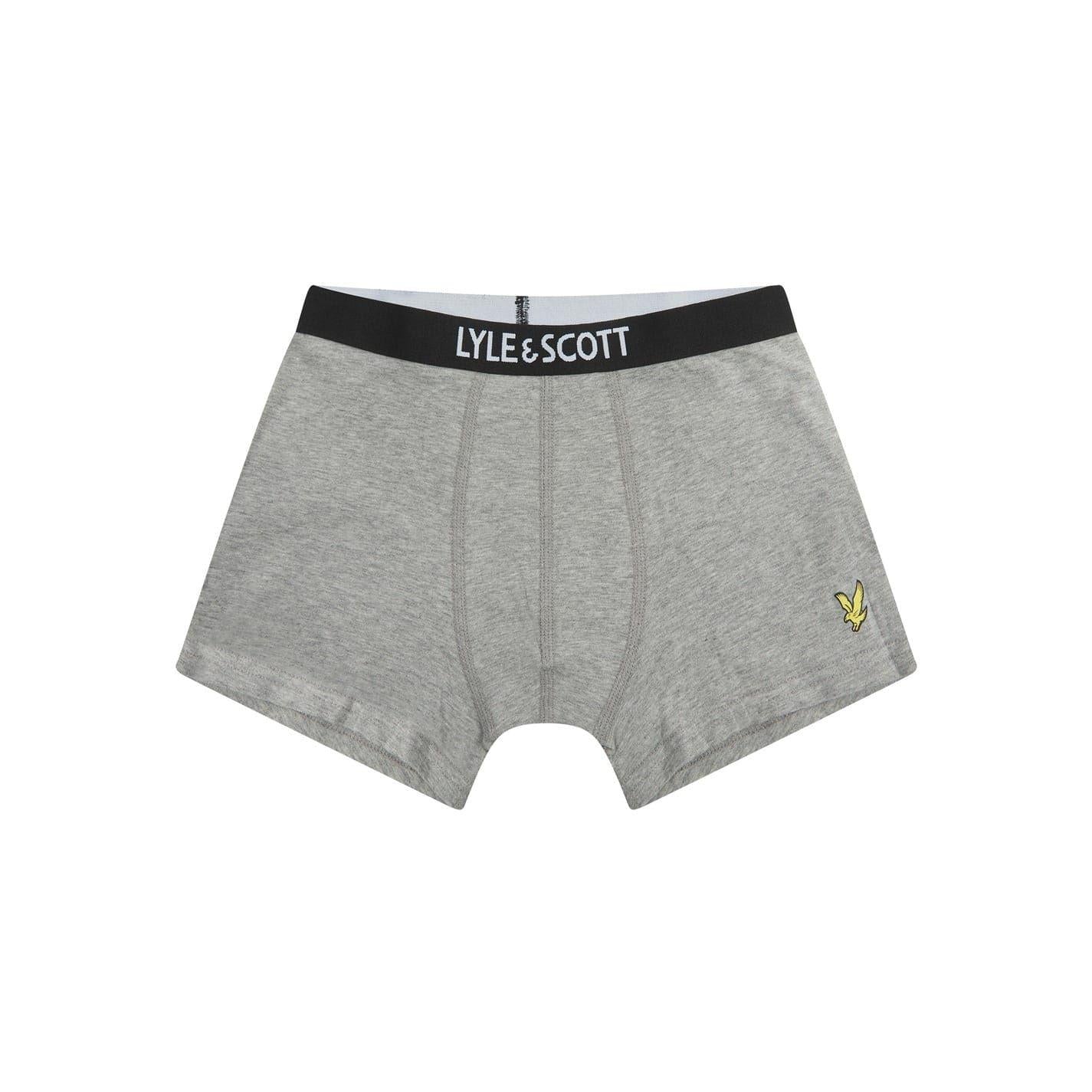 Black-Navy Marl Marl - Lifestyle - Lyle & Scott Boys Logo Briefs (Pack of 3)
