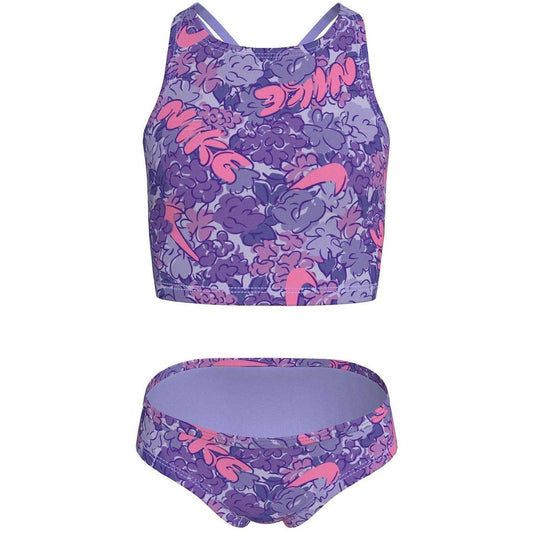 Light Thistle - Front - Nike Girls Floral Bikini Set