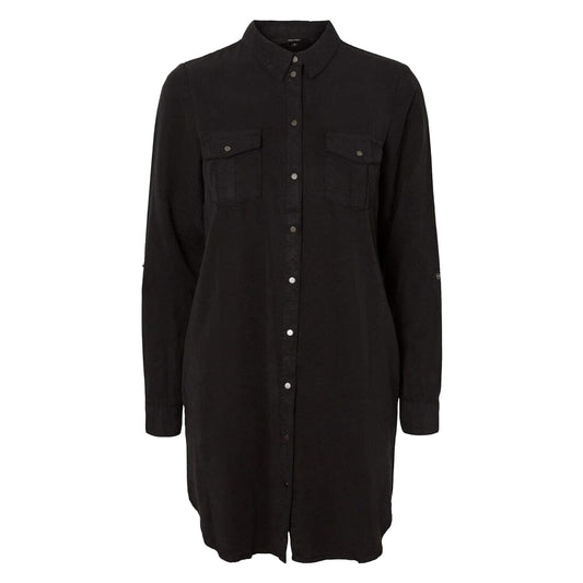 Black - Front - Vero Moda Womens-Ladies Sigga Long-Sleeved Shirt Dress