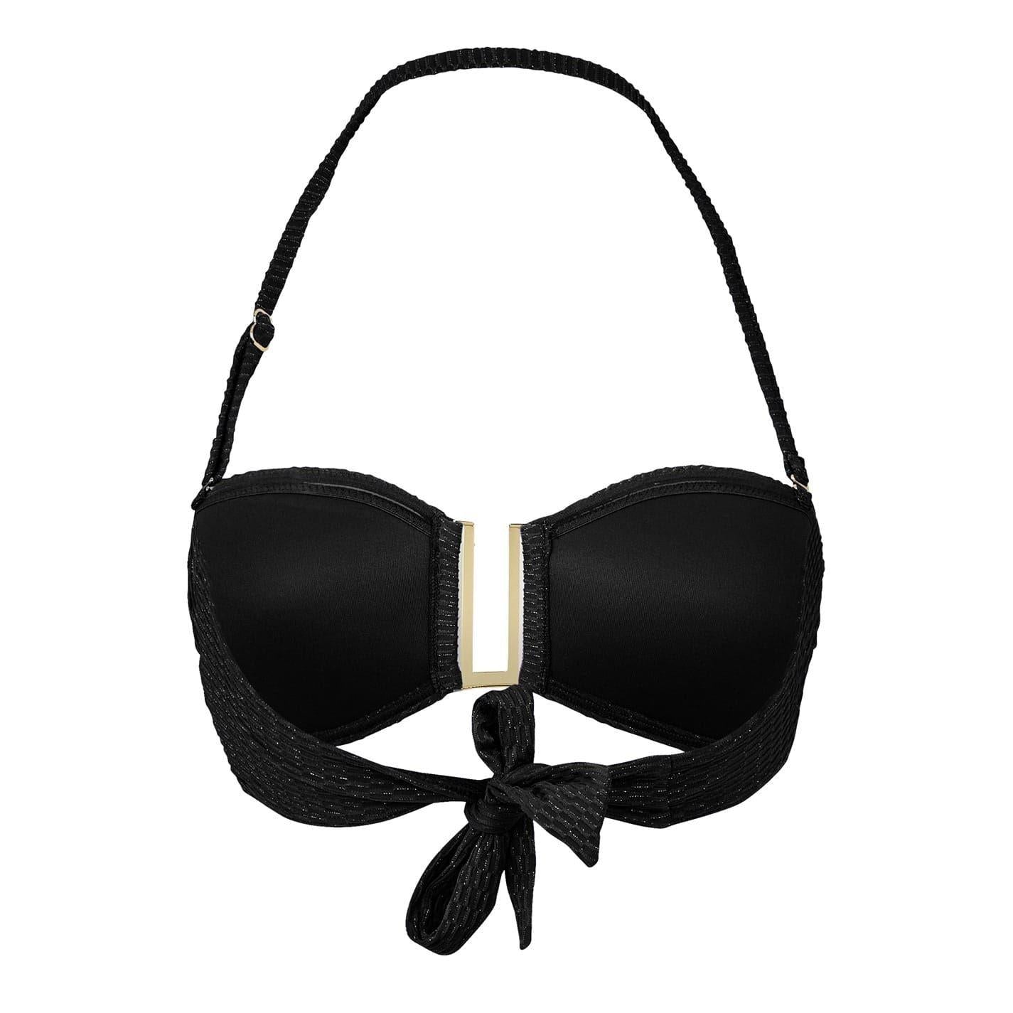 Black - Back - Biba Womens-Ladies Gold Detail Tie Back Bikini Top