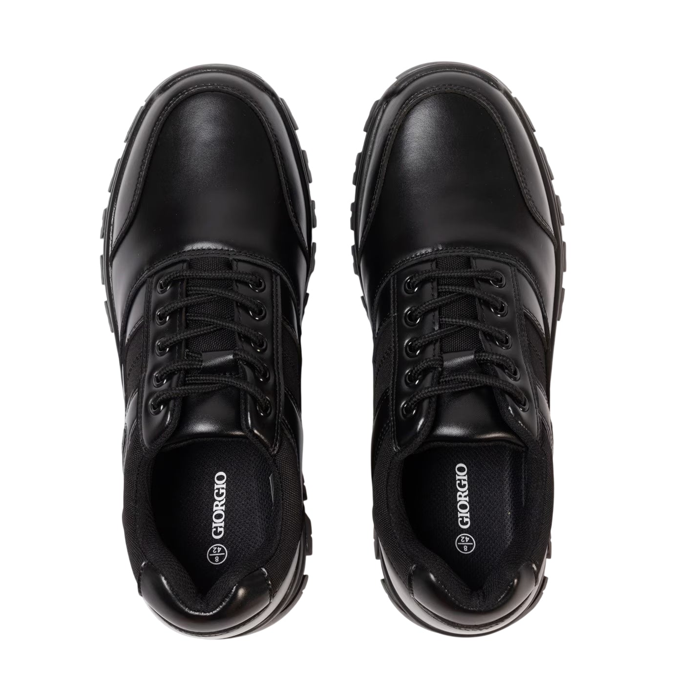 Black - Pack Shot - Giorgio Mens Logo Leather Shoes
