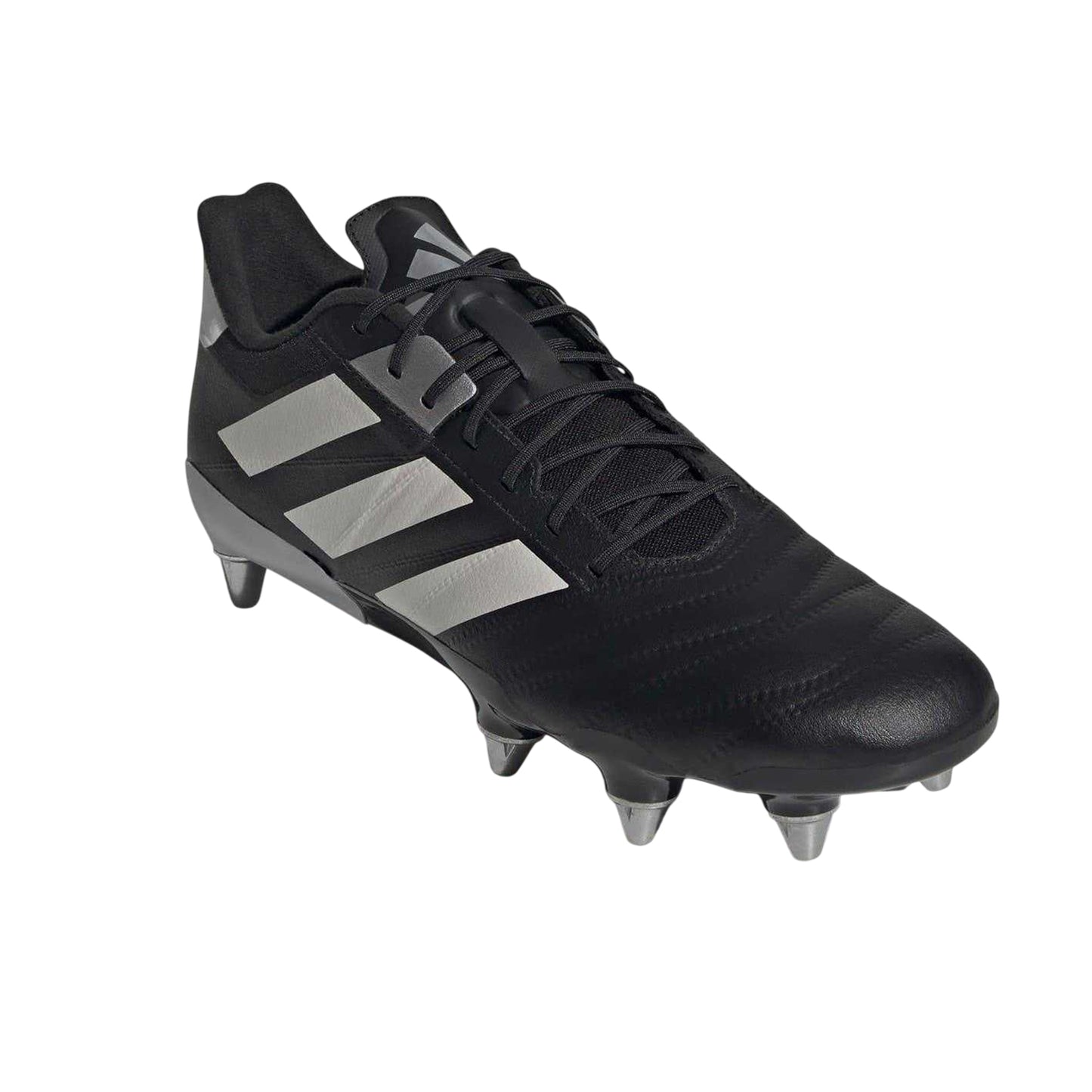 Black-Silver - Pack Shot - Adidas Mens Kakari Elite Reinforced Toe Soft Ground Rugby Boots