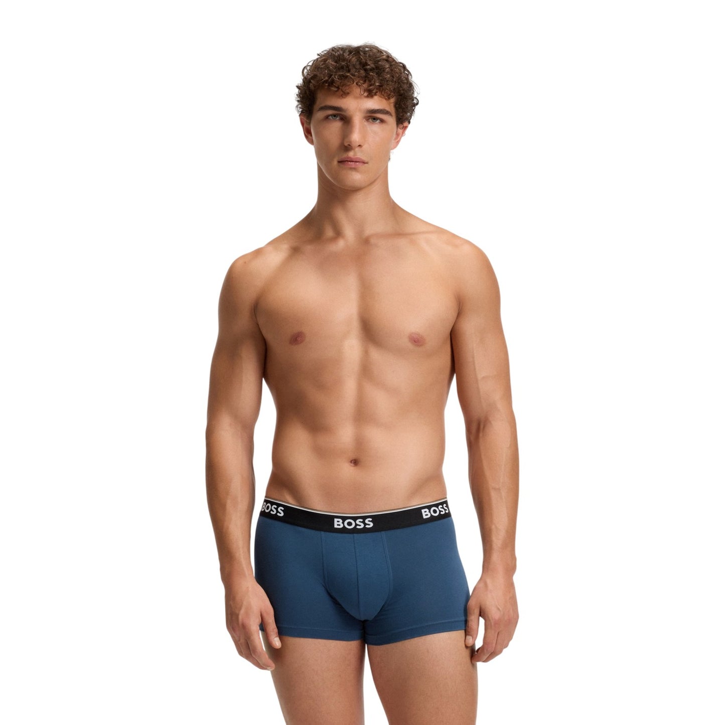Blue-Teal-Navy - Side - Boss Mens Logo Boxer Briefs (Pack of 3)