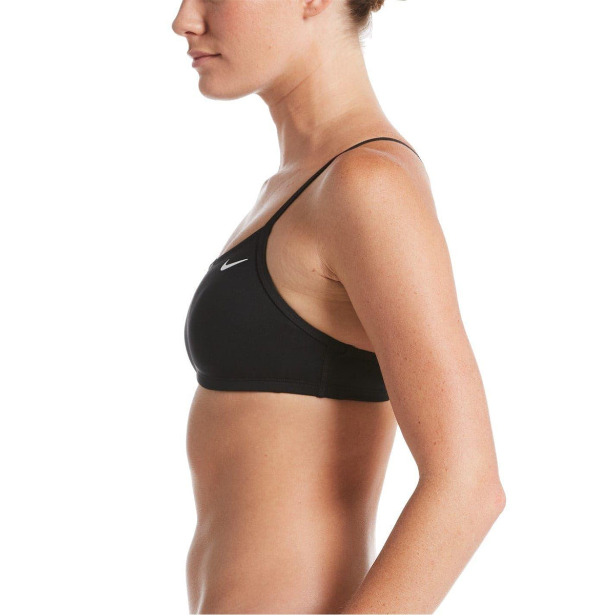Black - Side - Nike Womens-Ladies Logo Racerback Bikini Top