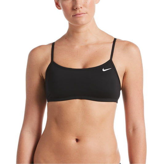 Black - Front - Nike Womens-Ladies Logo Racerback Bikini Top
