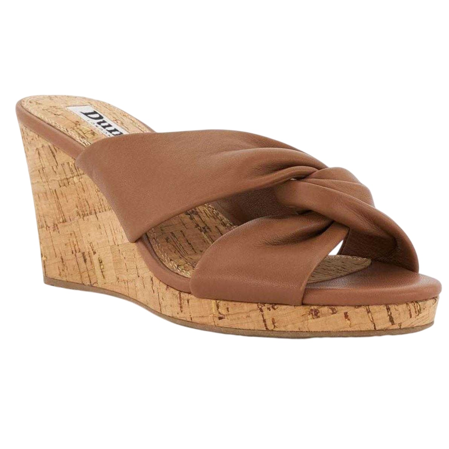 Tan - Lifestyle - Dune London Womens-Ladies Twist Knot Leather Wedge Mule Sandals
