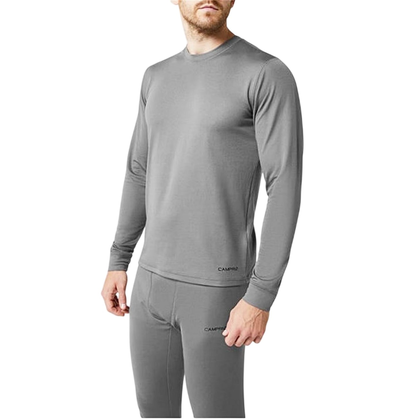 Grey - Side - Campri Mens Thermal Long-Sleeved Base Layer Top