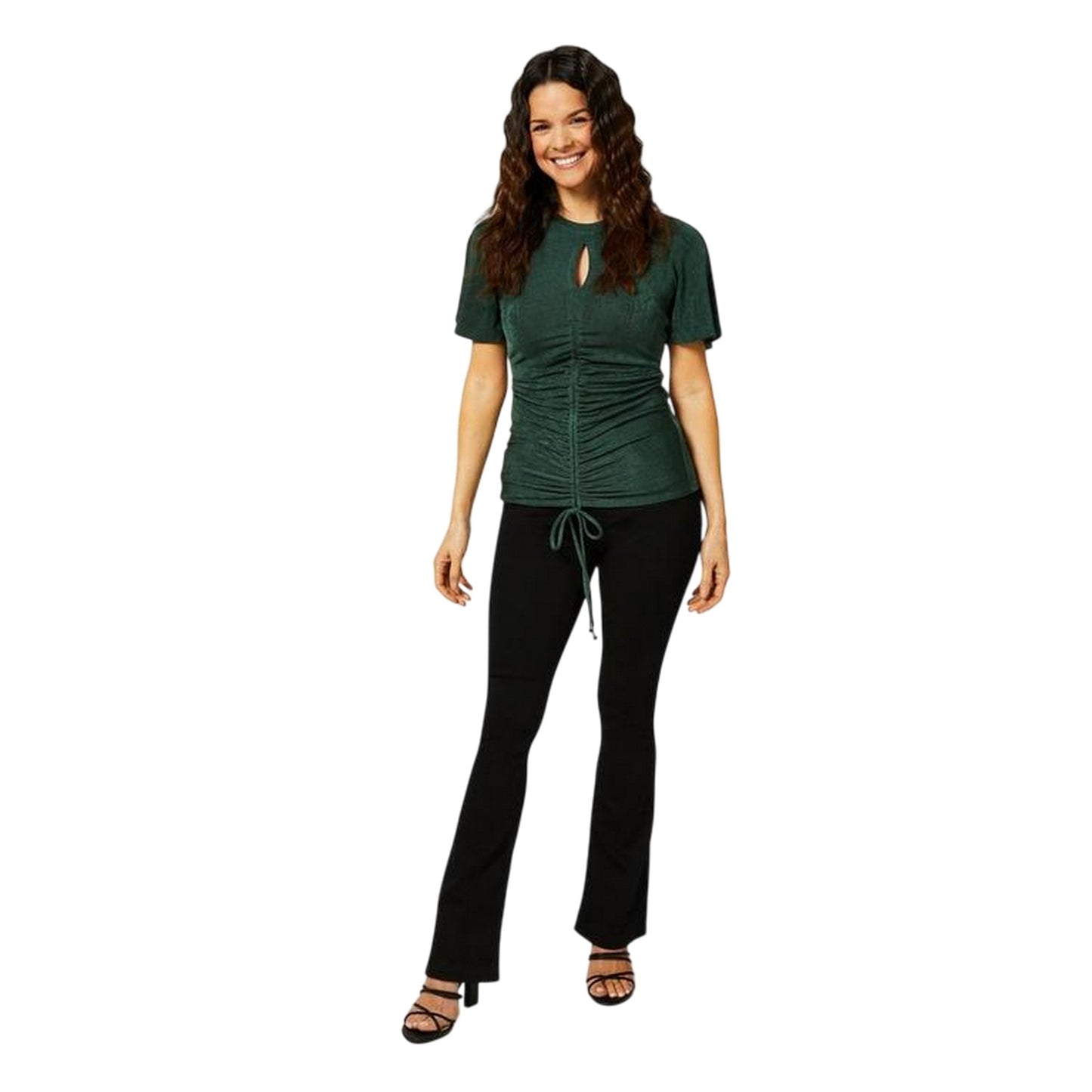 Dark Green - Side - Biba Womens-Ladies Jersey Keyhole Top