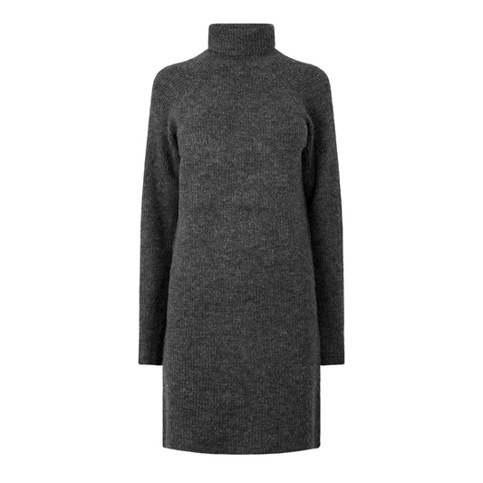 Dark Grey Melange Melange - Front - Pieces Womens-Ladies Turtle Neck Sweater Dress